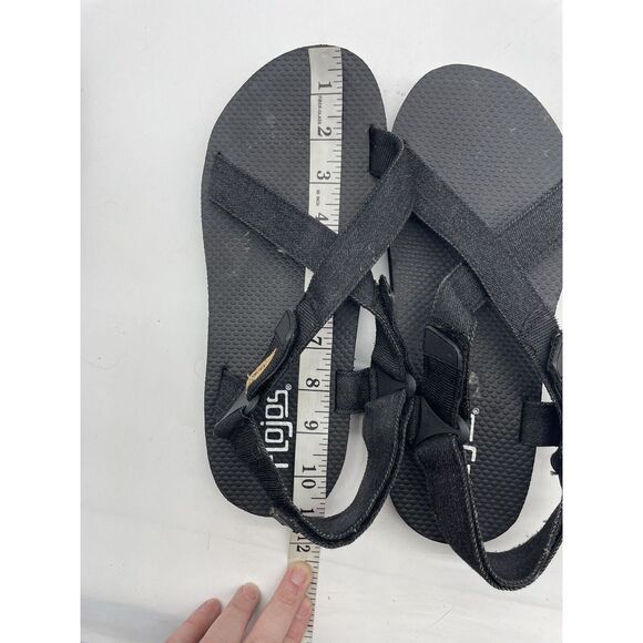 Flojos‎ Black Sandals Flats Shoe Men's Size 10 Strappy Comfort Hook And Loop - Picture 4 of 5